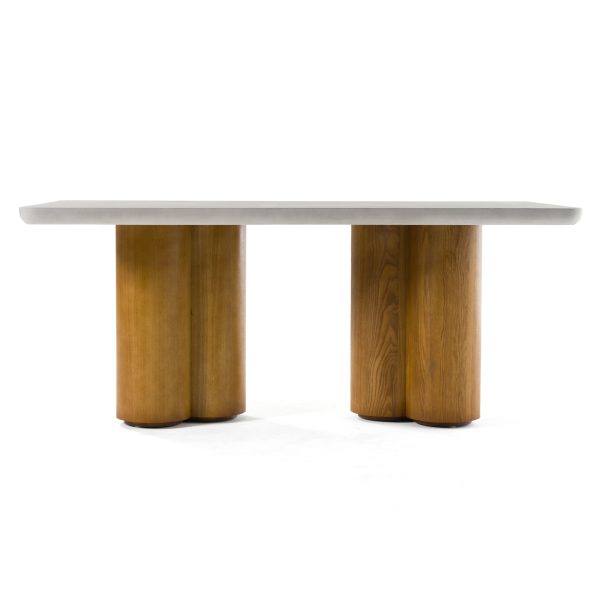 Modrest Bateman - Modern Faux Concrete + Walnut Dining Table