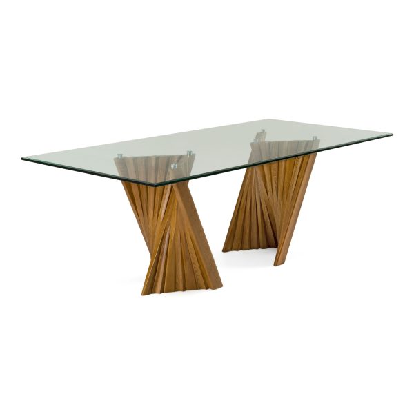 Modrest Corbin Mid-Century Walnut & Glass Dining Table